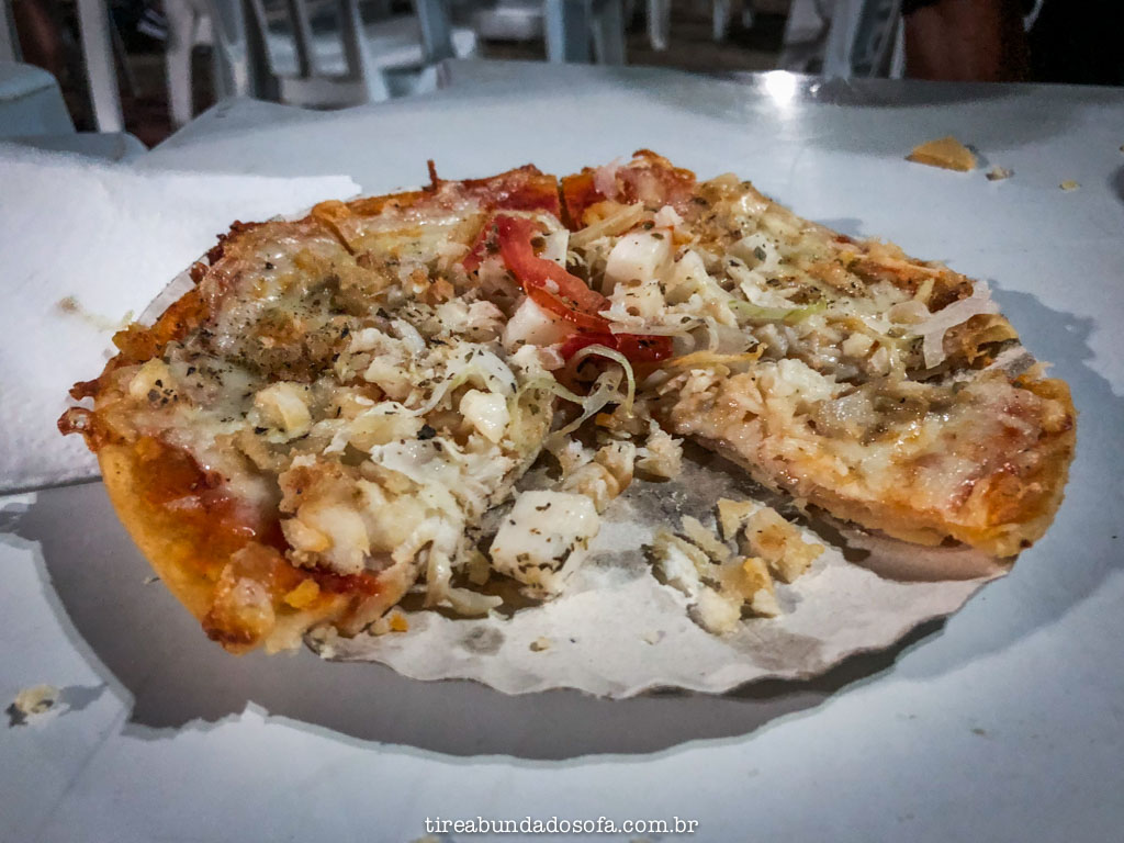 Pizza de tilápia, no festival sabores do peixe, em capitólio