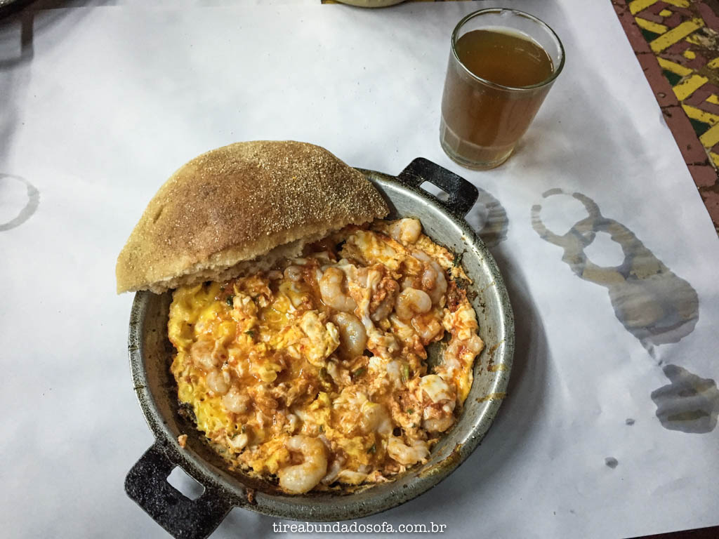 Omelete de camarão, em Casablanca, no Marrocos